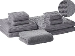 Set di 9 asciugamani AREORA Cotone Grigio chiaro