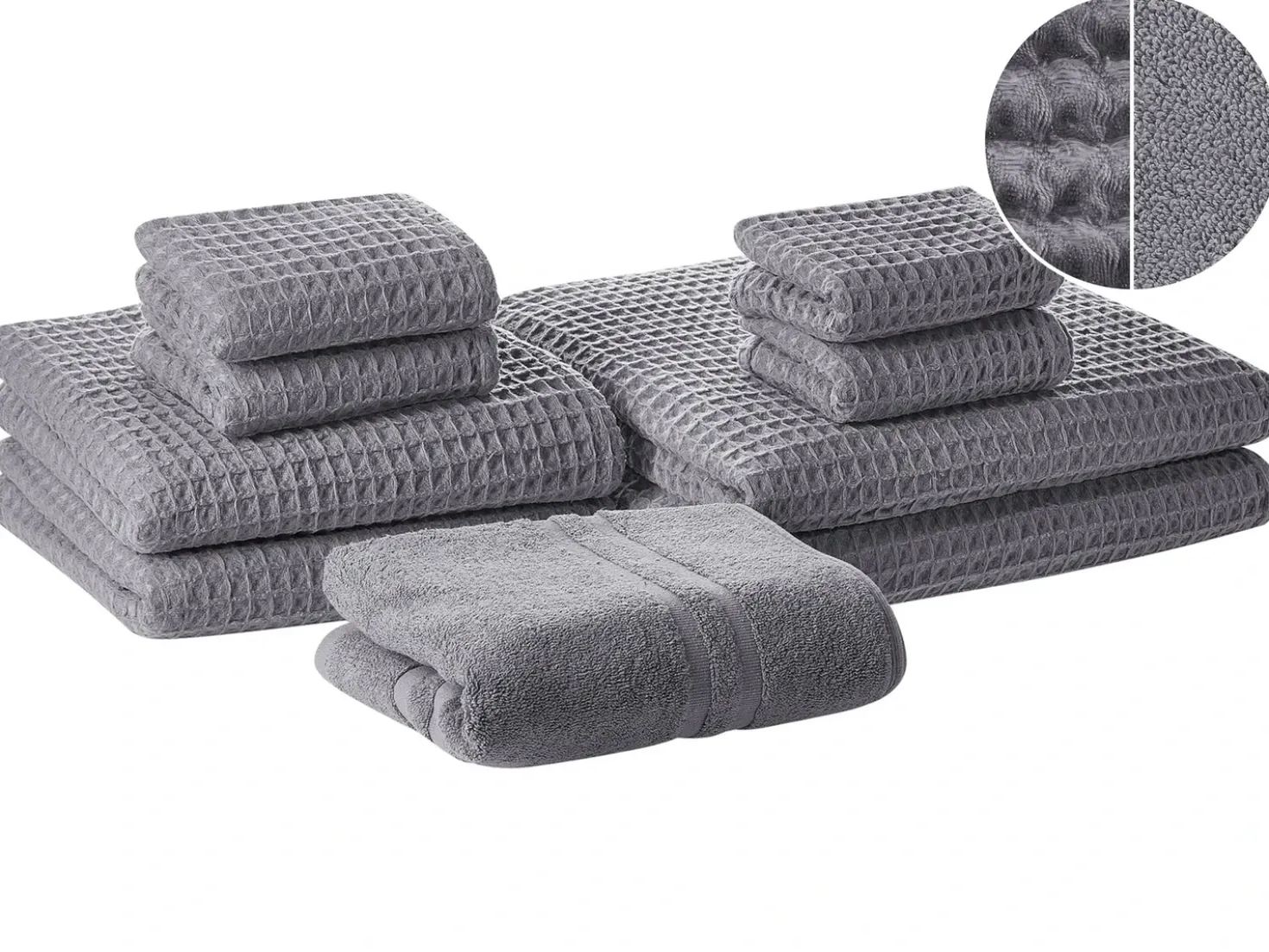 Set di 9 asciugamani AREORA Cotone Grigio chiaro