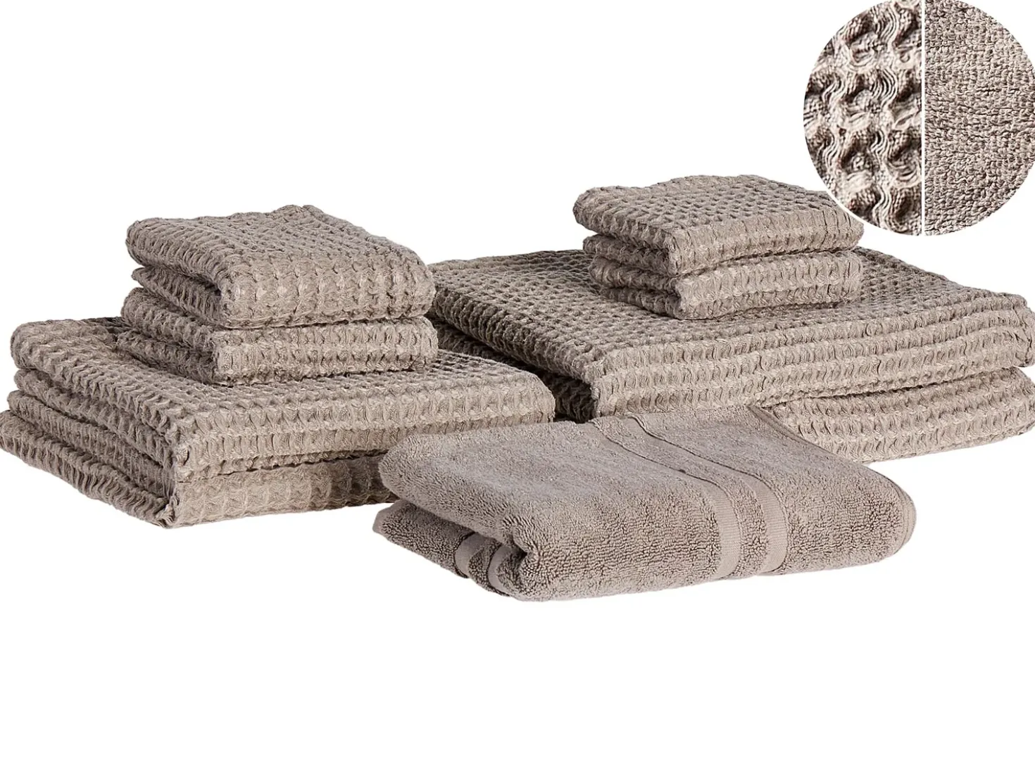 Set di 9 asciugamani AREORA Cotone Tortora