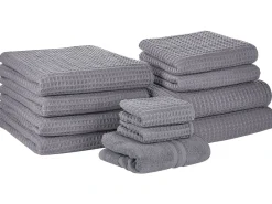 Set di 11 asciugamani AREORA Cotone Grigio chiaro
