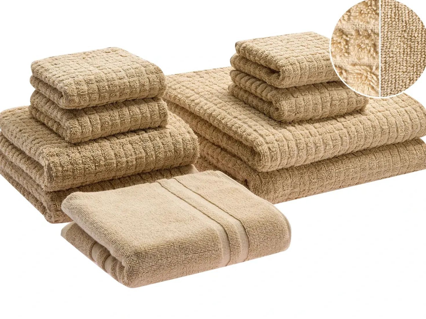 Set di 9 asciugamani ATAI Cotone Beige sabbia