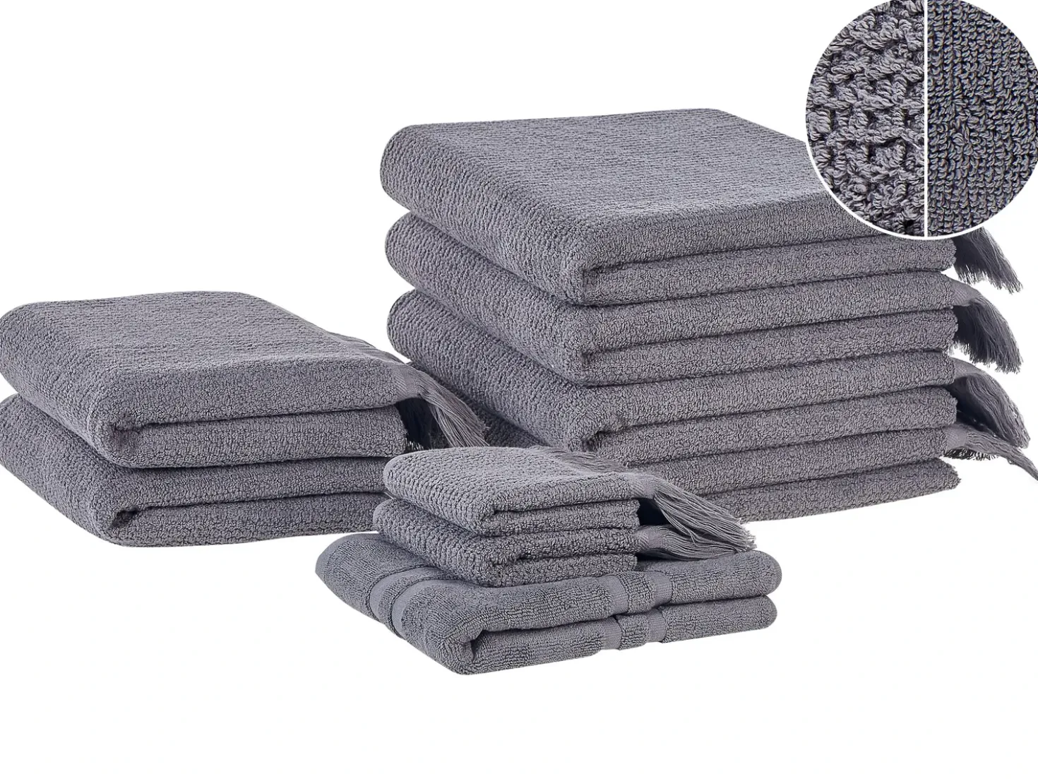 Set di 9 asciugamani ATIU Tessuto a spugna Grigio