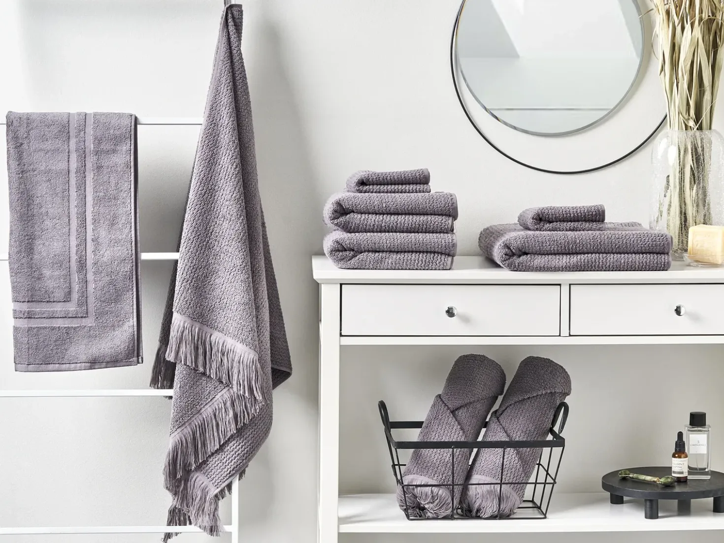 Set di 9 asciugamani ATIU Tessuto a spugna Grigio