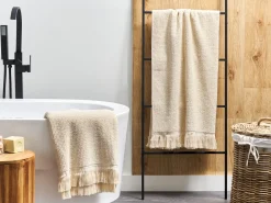 Set di 2 asciugamani ATIU Tessuto a spugna Beige