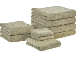 Set di 9 asciugamani MITIARO Tessuto a spugna Verde oliva