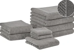 Set di 9 asciugamani MITIARO Tessuto a spugna Grigio