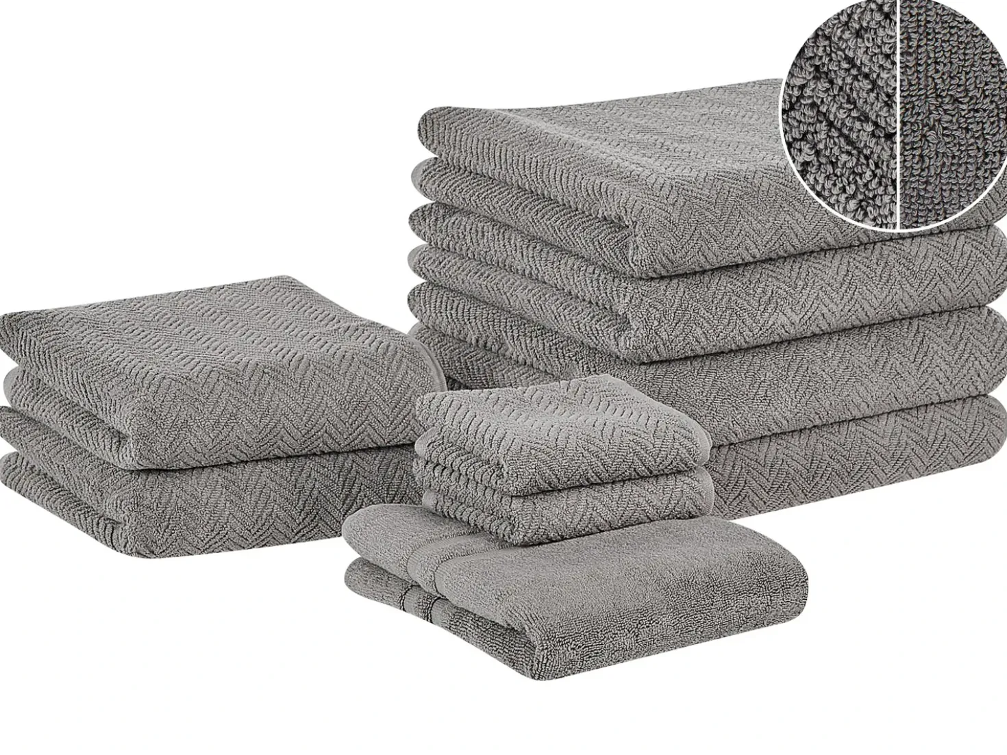 Set di 9 asciugamani MITIARO Tessuto a spugna Grigio