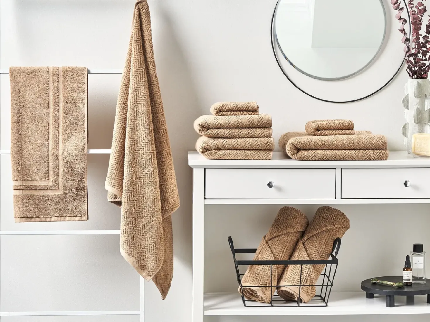 Set di 9 asciugamani MITIARO Tessuto a spugna Beige sabbia
