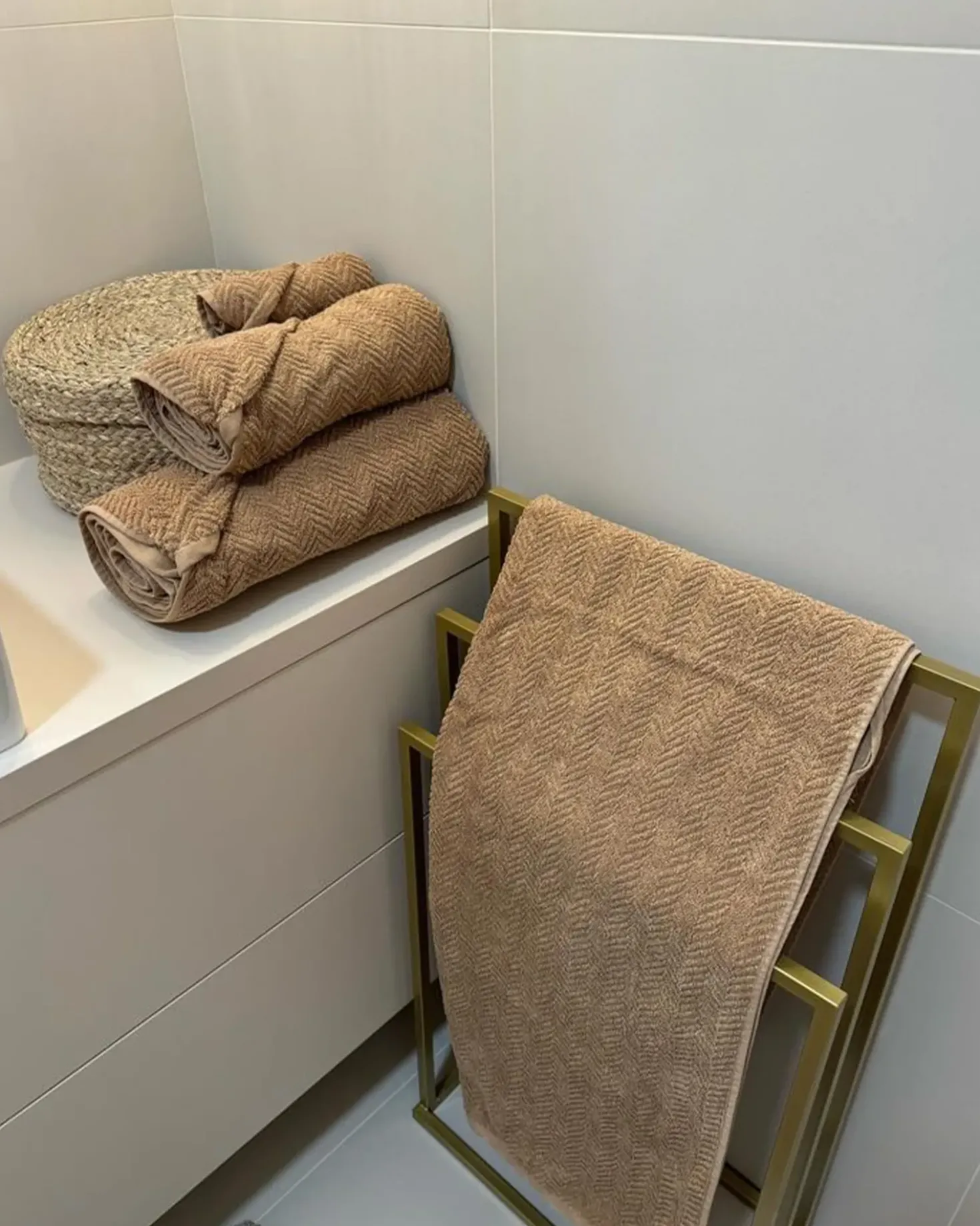 Set di 9 asciugamani MITIARO Tessuto a spugna Beige sabbia