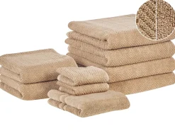 Set di 9 asciugamani MITIARO Tessuto a spugna Beige sabbia