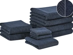 Set di 9 asciugamani MITIARO Tessuto a spugna Blu scuro