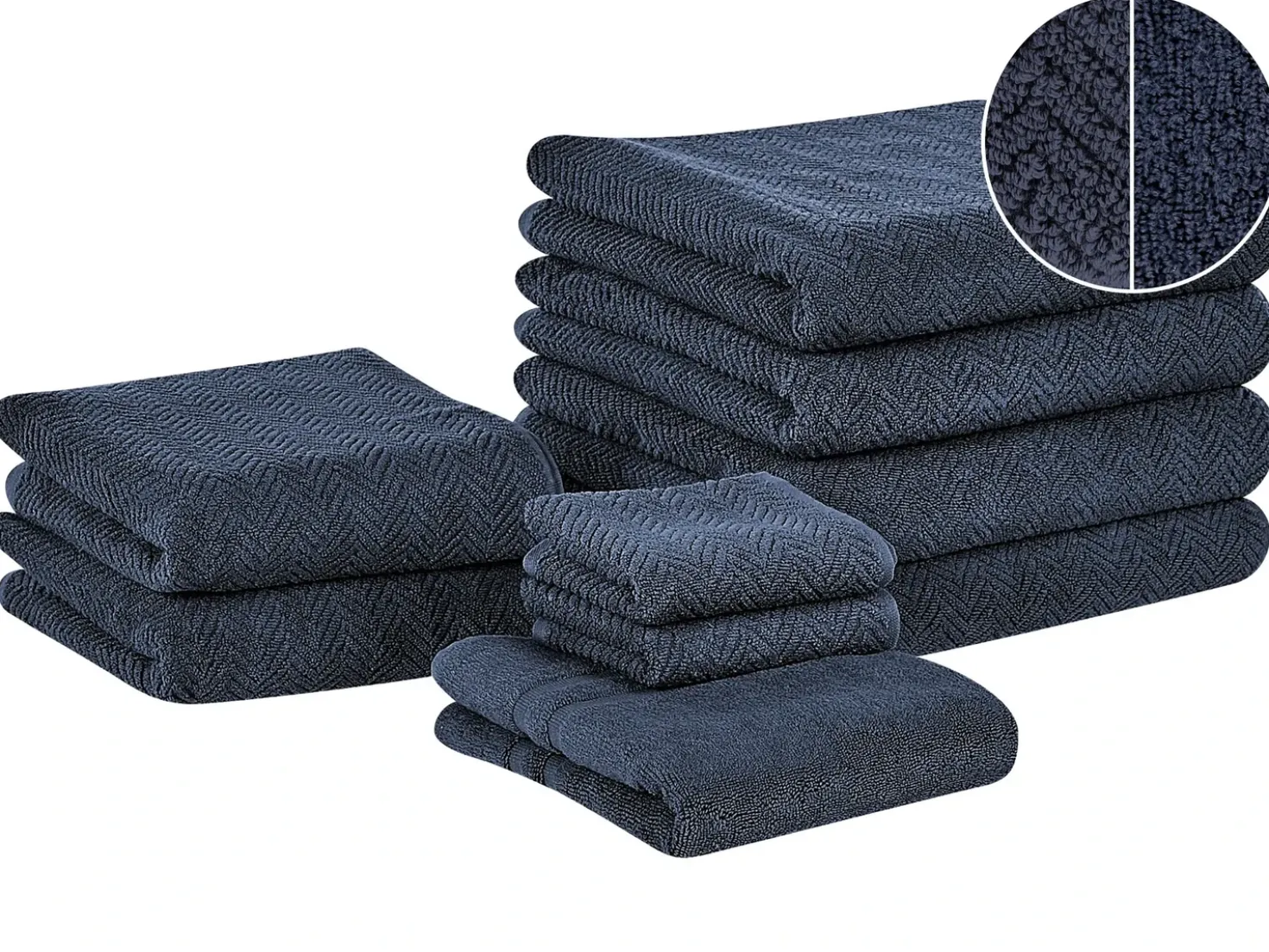Set di 9 asciugamani MITIARO Tessuto a spugna Blu scuro