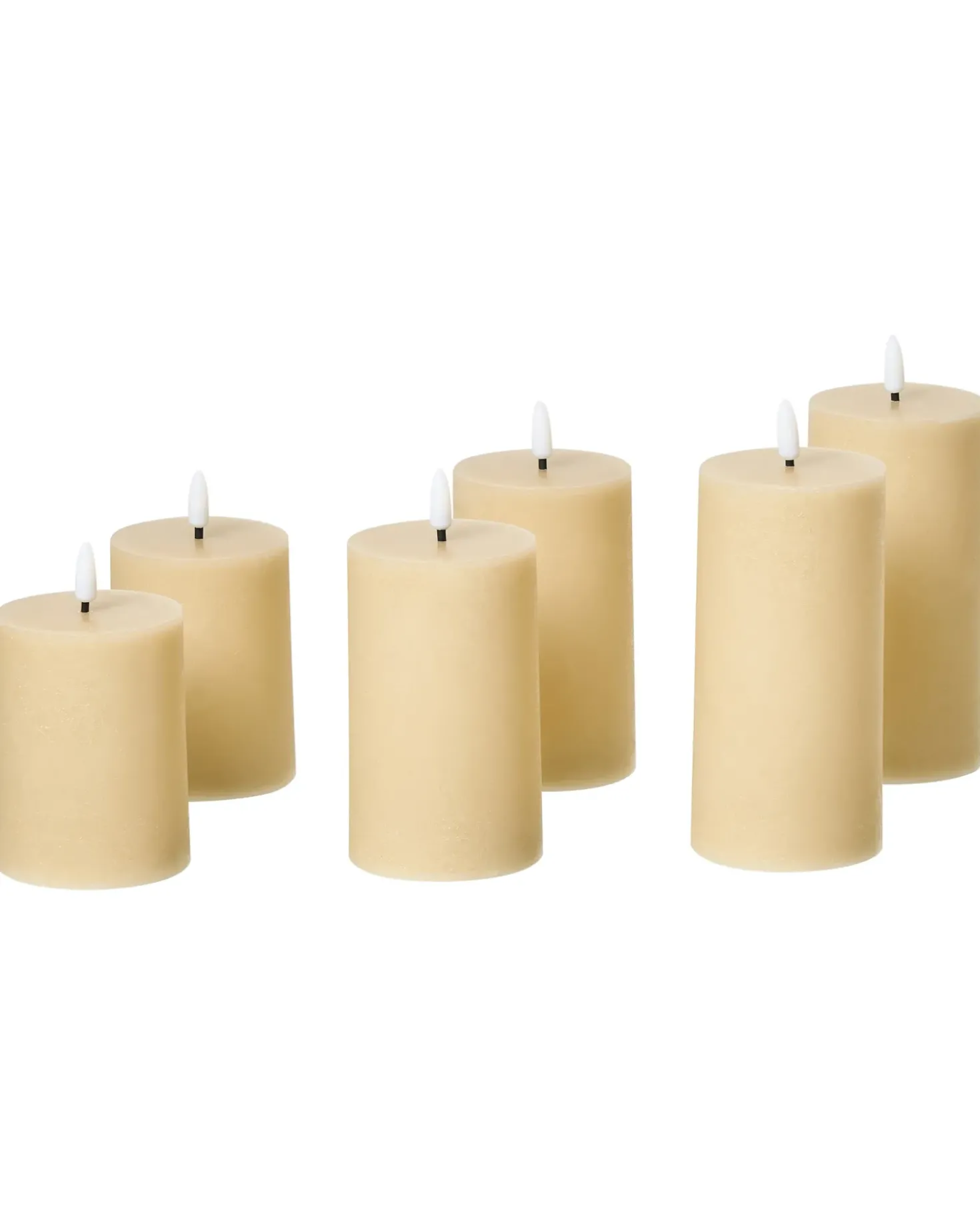 Set di 6 candele LED BRAISE 10/13/15 cm Beige