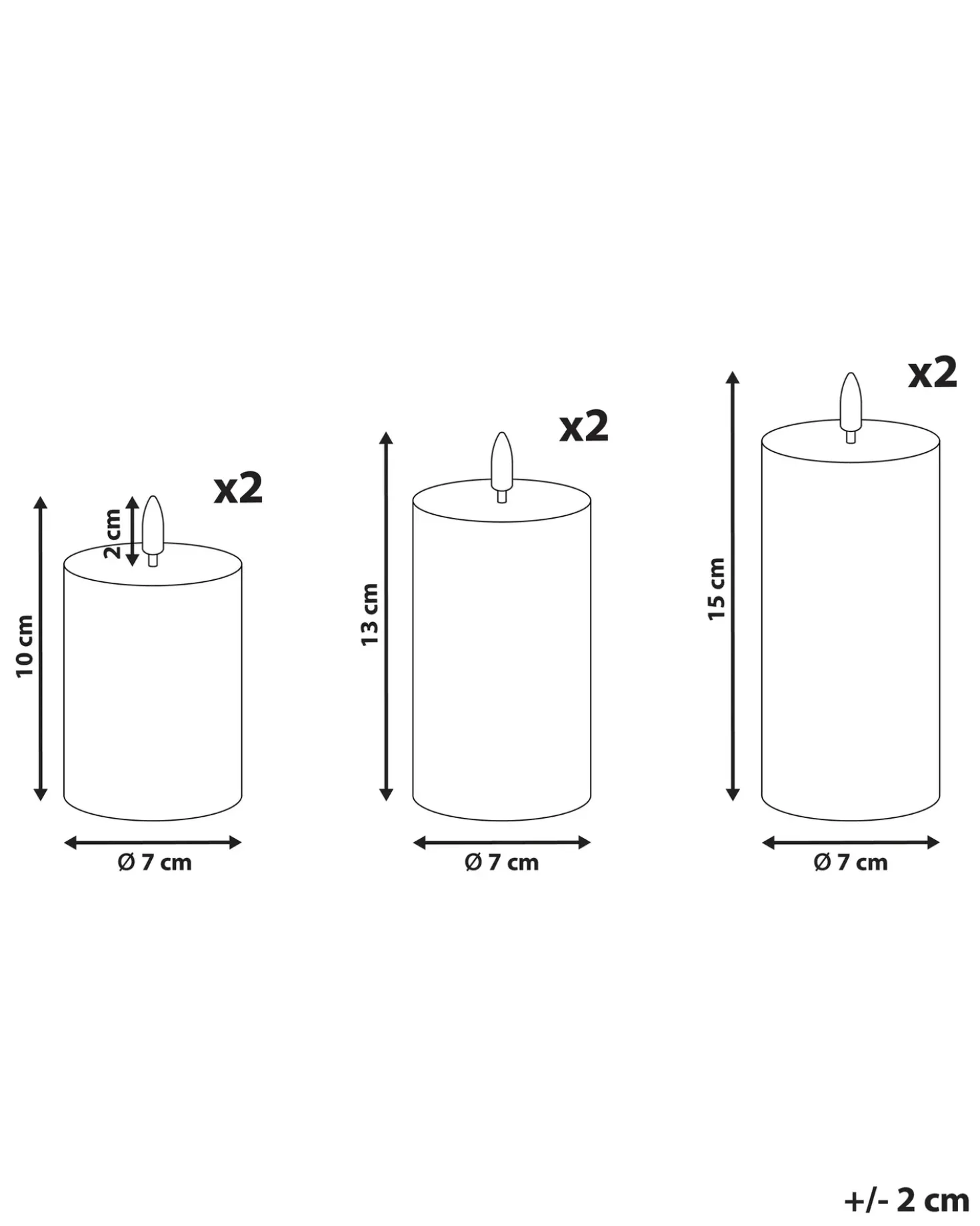 Set di 6 candele LED BRAISE 10/13/15 cm Beige