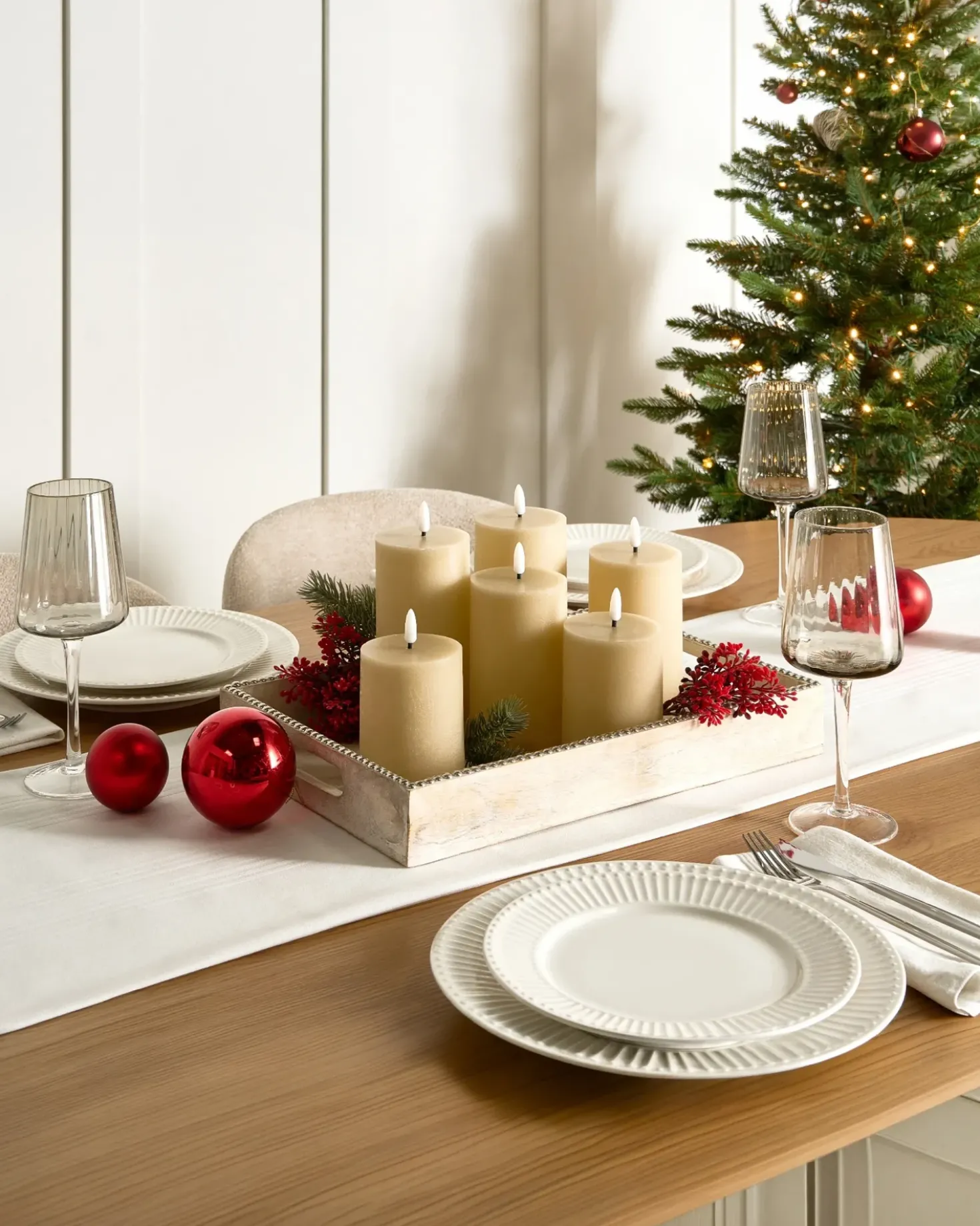 Set di 6 candele LED BRAISE 10/13/15 cm Beige