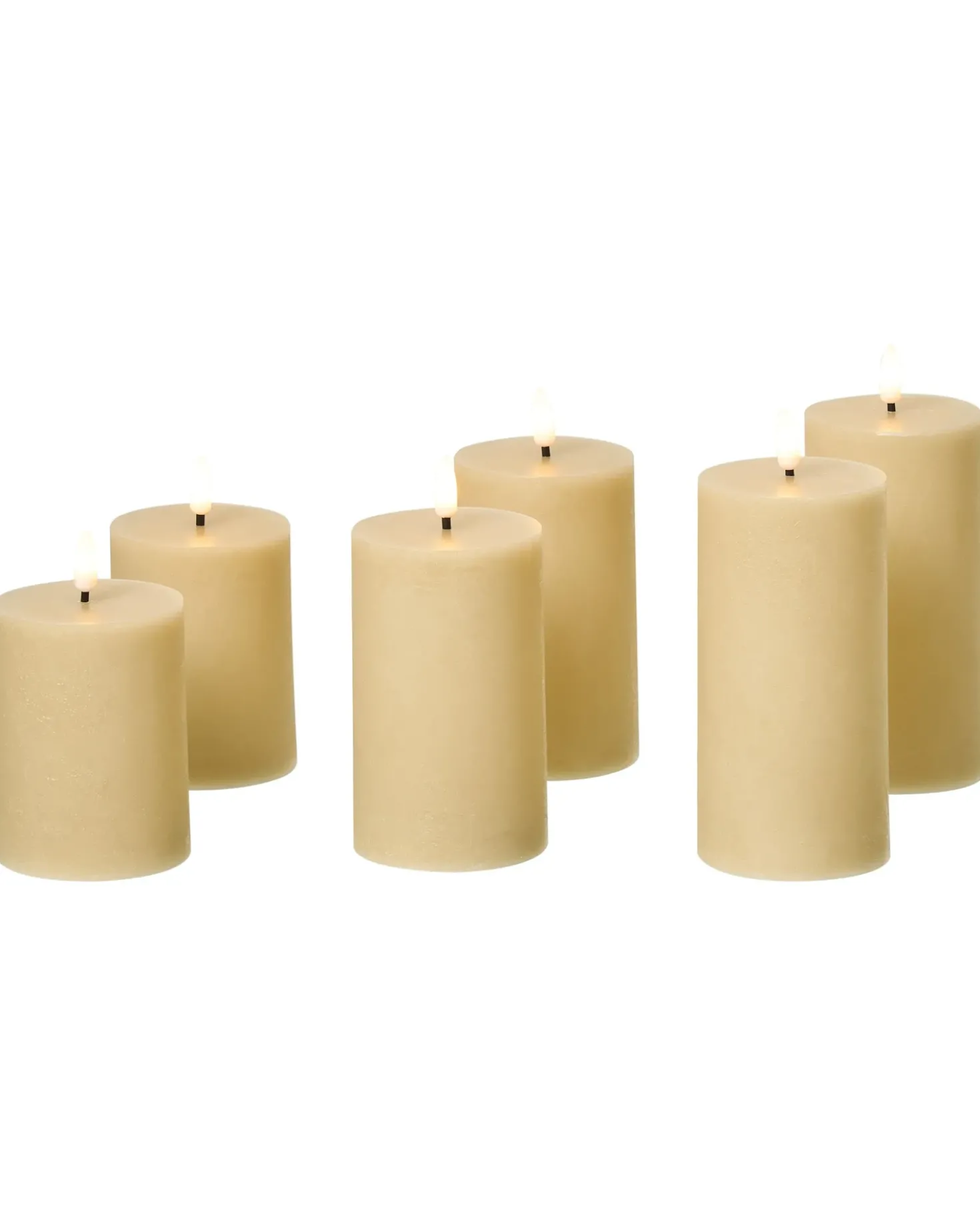 Set di 6 candele LED BRAISE 10/13/15 cm Beige