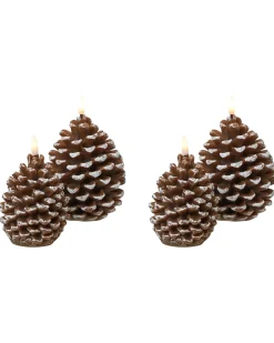 Set di 4 candele LED IVRESSE Pigna 15/12 cm Marrone