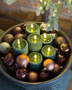 Set di 6 candele LED NOISETTE 10/16 cm Verde