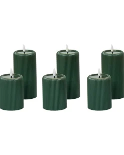 Set di 6 candele LED NOISETTE 10/16 cm Verde