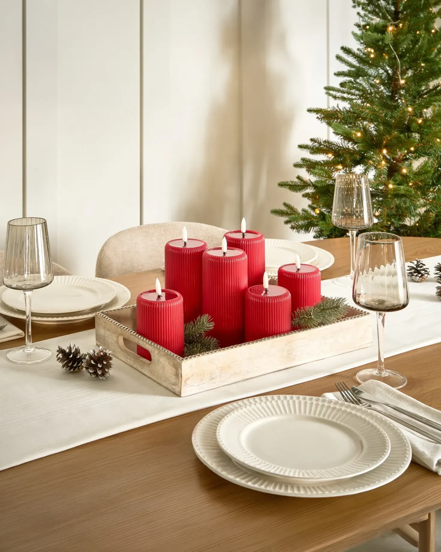 Set di 6 candele LED NOISETTE 10/16 cm Rosso