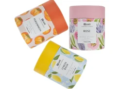 Set di 3 Candele Profumate COLORFUL BARREL Cera di Soia Note orientali Note di erba Note floreali