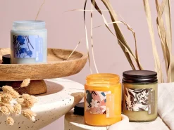Set di 3 Candele Profumate FRUITY BLOOM Cera di Soia Note fresche Note floreali