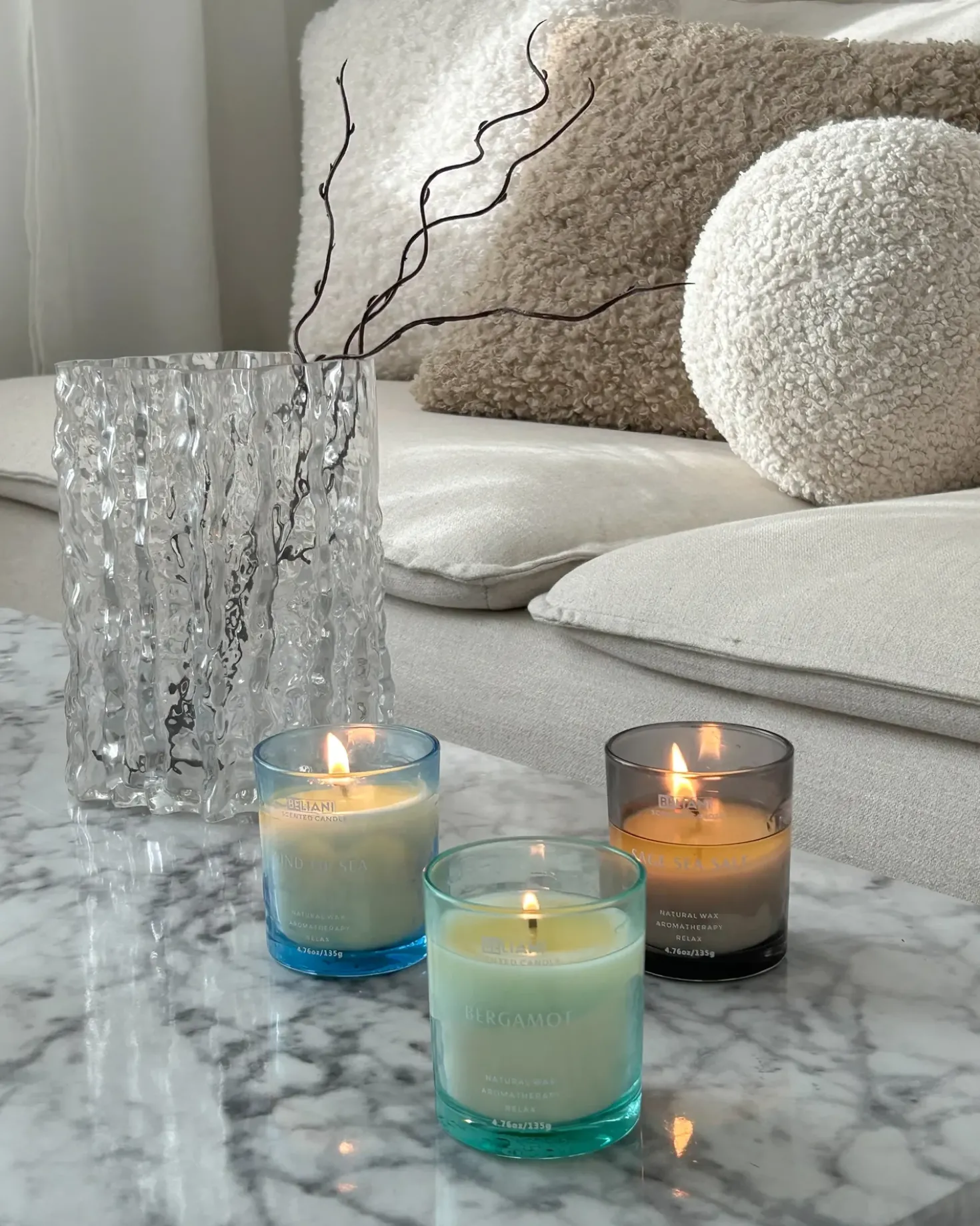 Set di 3 Candele Profumate SHEER JOY Cera di Soia Note fresche