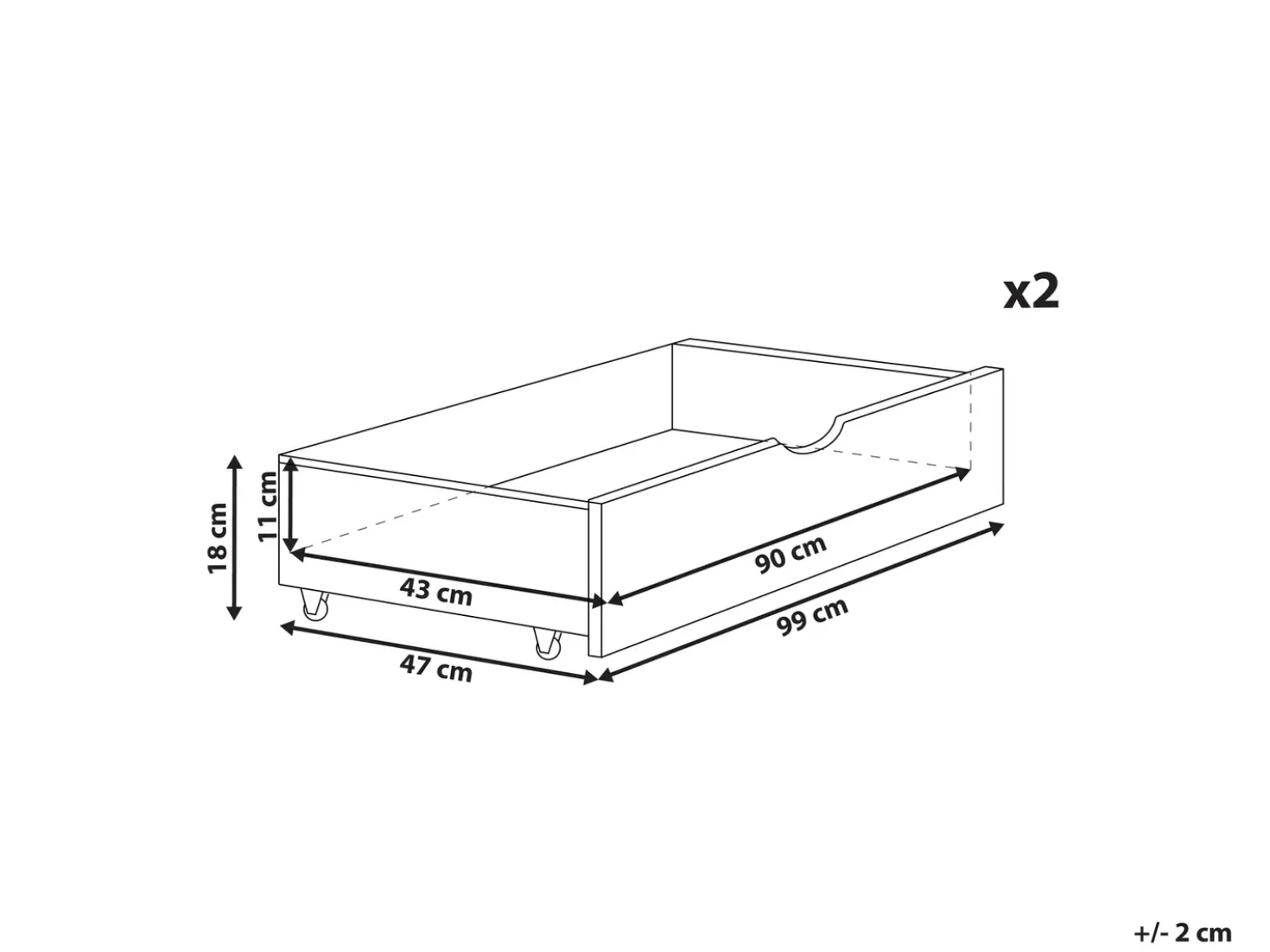 Set di 2 cassetti contenitori per letto Legno di pino CRONAT Bianco