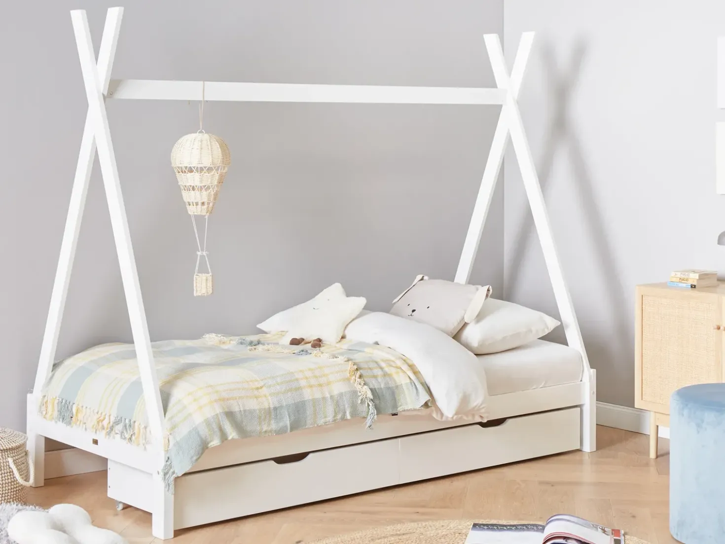 Set di 2 cassetti contenitori per letto Legno di pino CRONAT Bianco