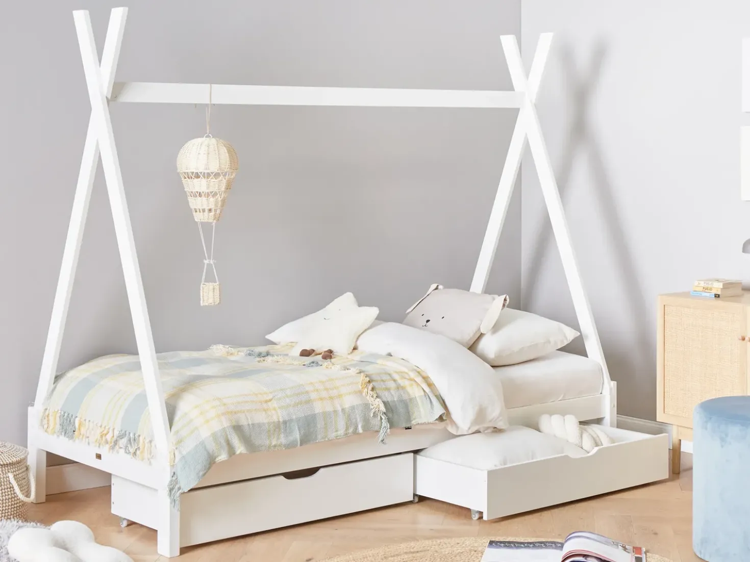 Set di 2 cassetti contenitori per letto Legno di pino CRONAT Bianco