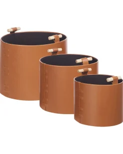 Set di 3 cestini ARAM Pelle sintetica Marrone