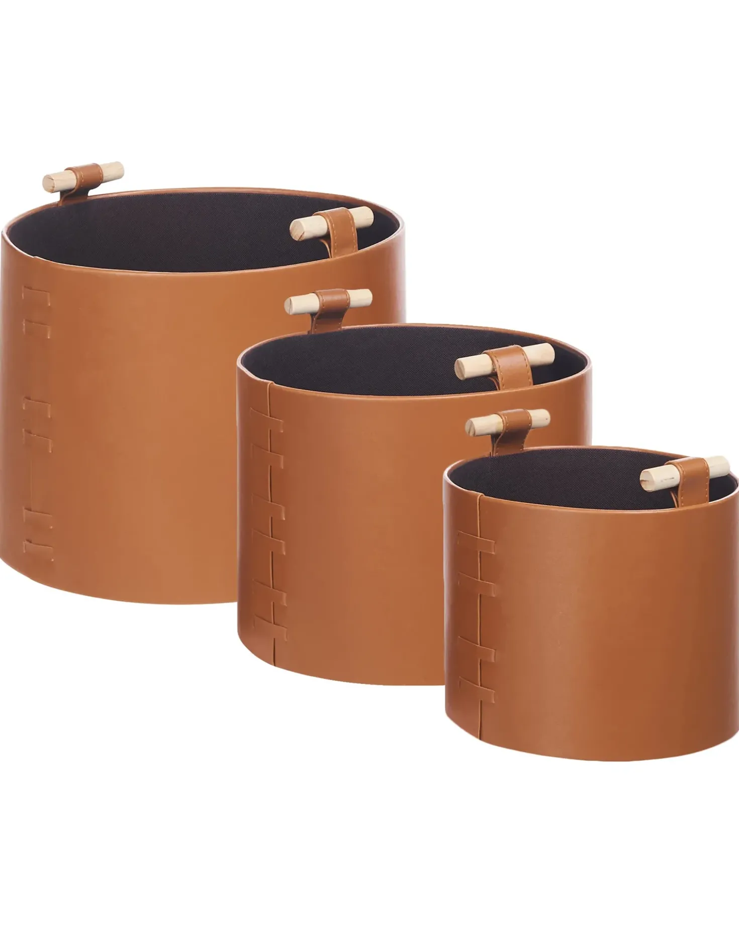 Set di 3 cestini ARAM Pelle sintetica Marrone