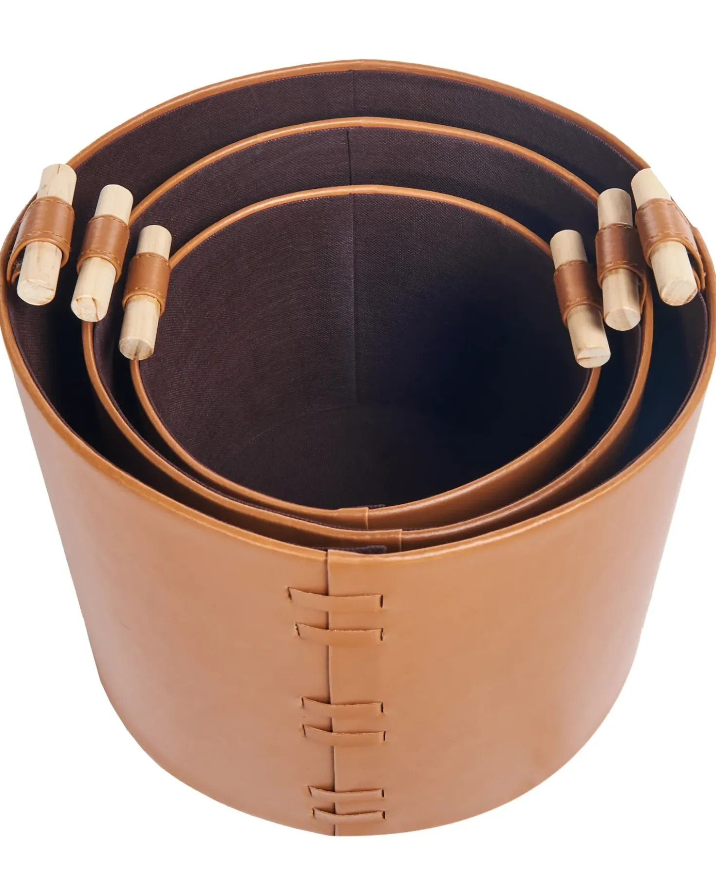 Set di 3 cestini ARAM Pelle sintetica Marrone
