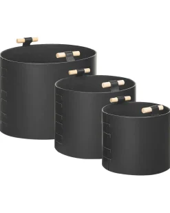 Set di 3 cestini ARAM Pelle sintetica Nero