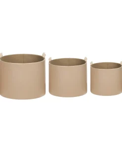 Set di 3 cestini ARAM Pelle sintetica Beige