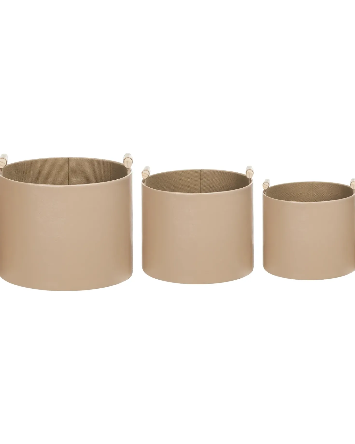 Set di 3 cestini ARAM Pelle sintetica Beige