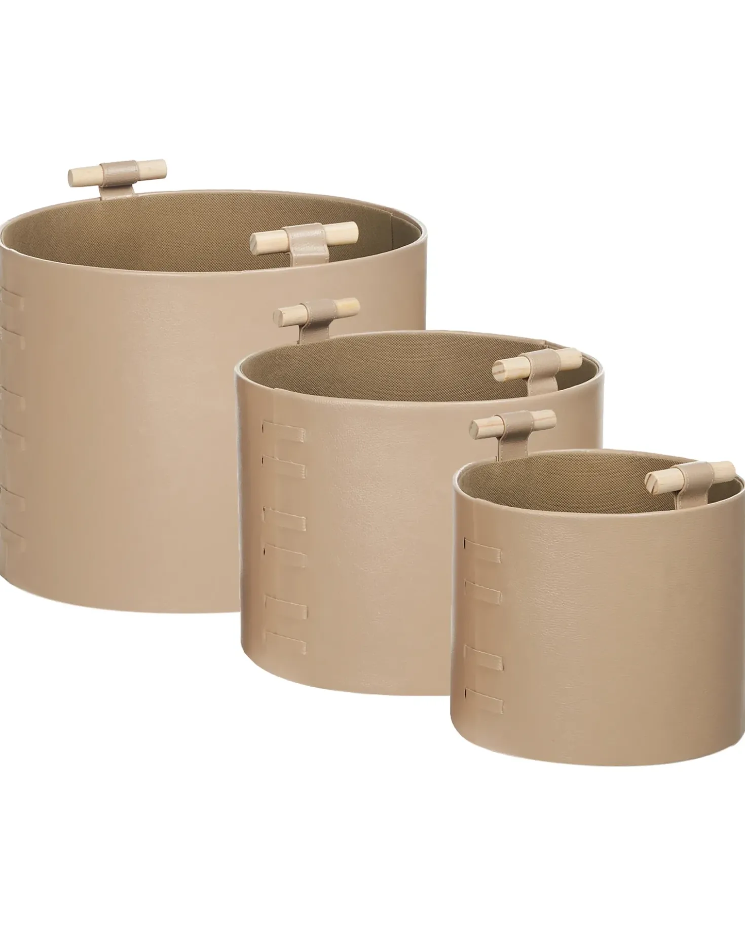 Set di 3 cestini ARAM Pelle sintetica Beige
