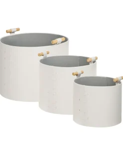 Set di 3 cestini ARAM Pelle sintetica Bianco sporco