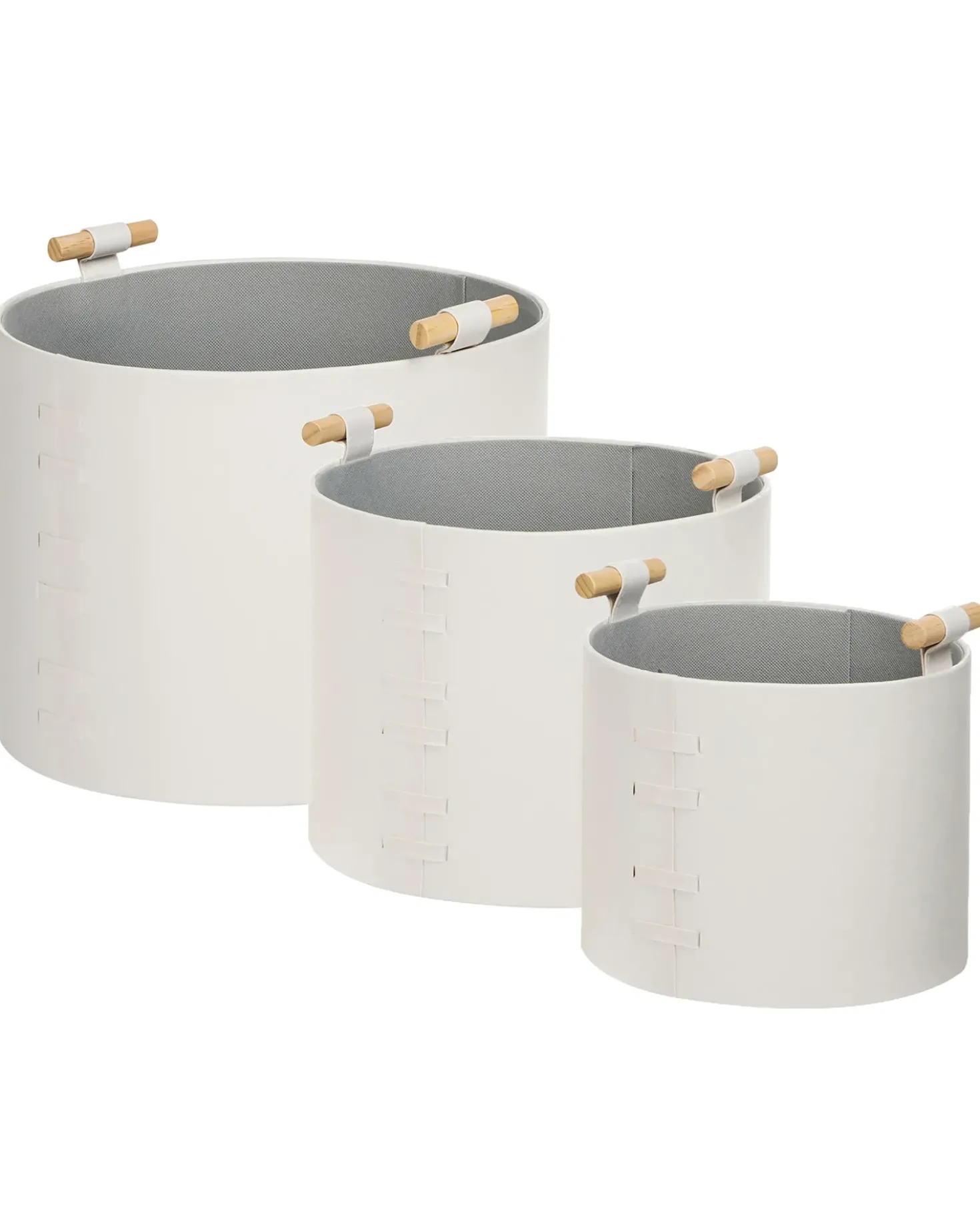 Set di 3 cestini ARAM Pelle sintetica Bianco sporco