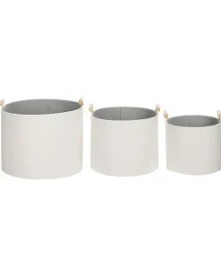 Set di 3 cestini ARAM Pelle sintetica Bianco sporco