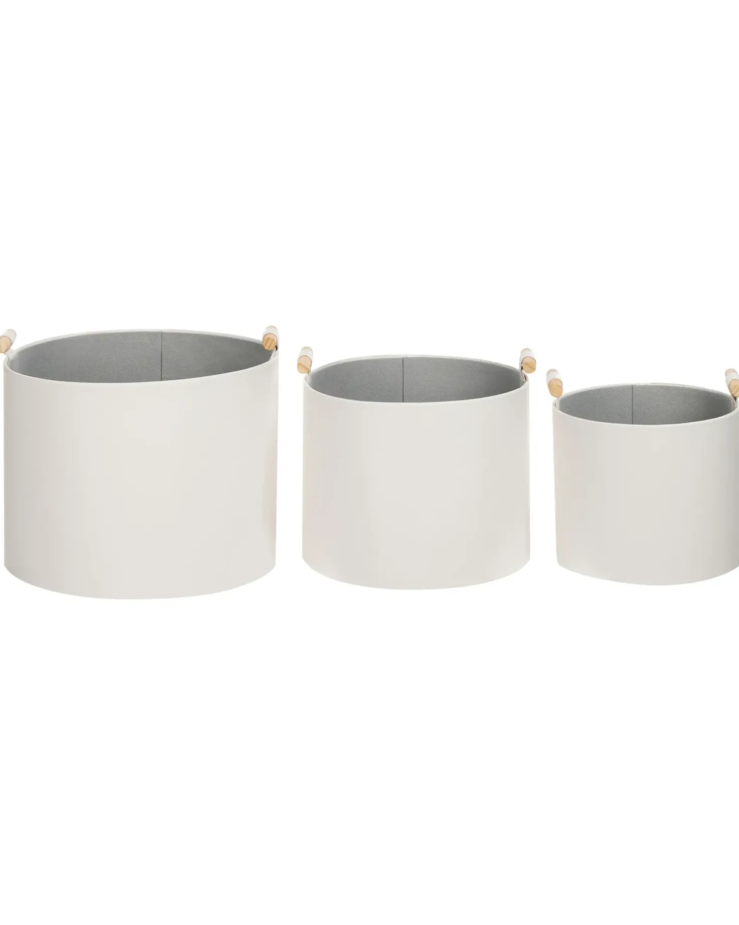 Set di 3 cestini ARAM Pelle sintetica Bianco sporco