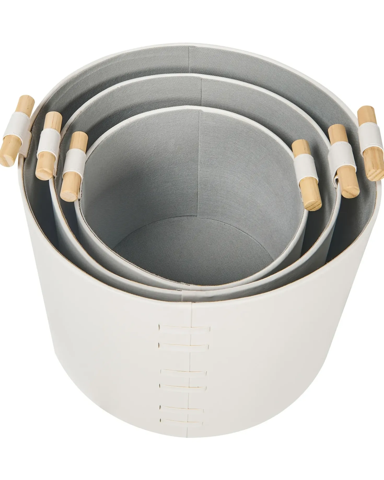 Set di 3 cestini ARAM Pelle sintetica Bianco sporco