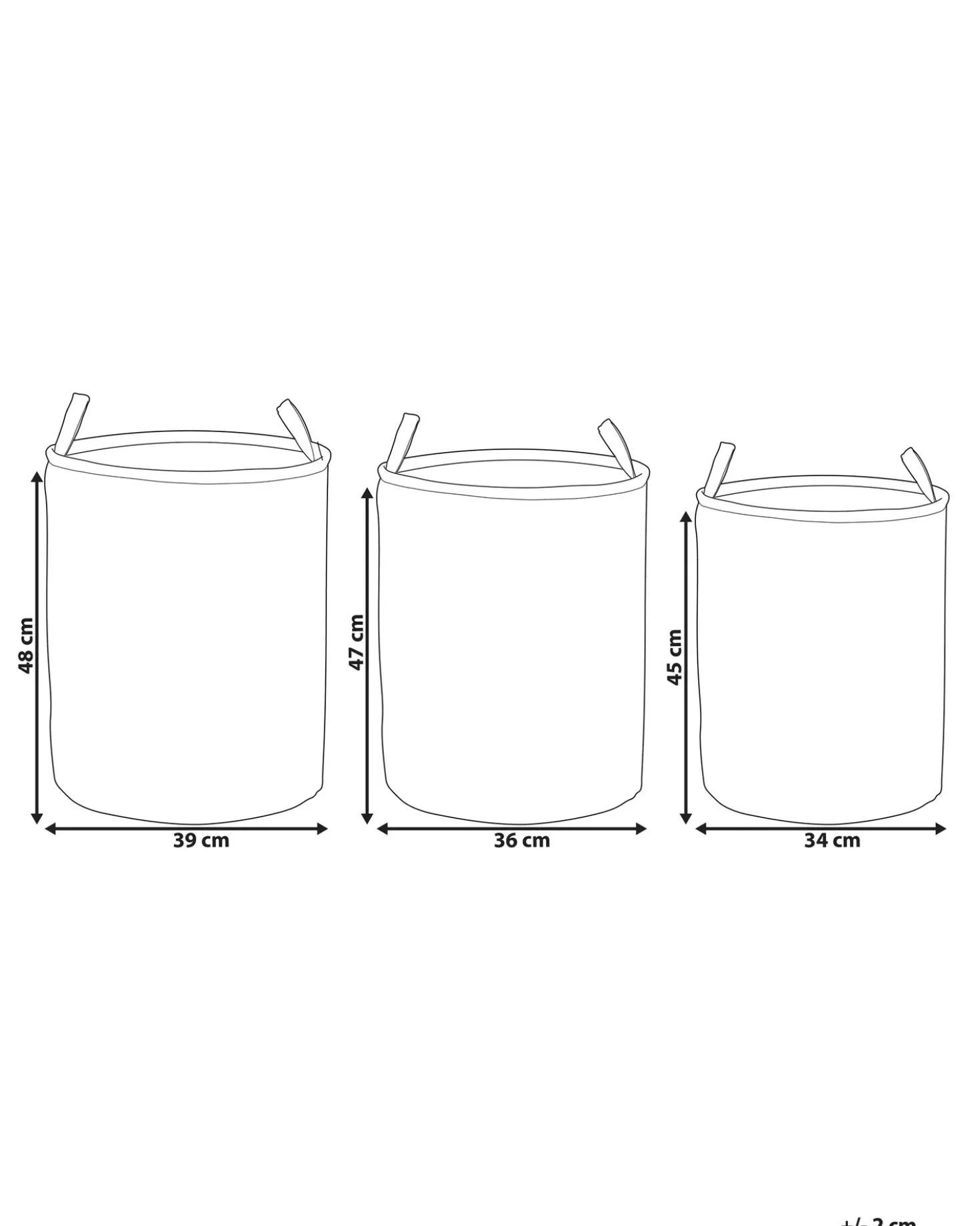 Set di 3 cestini ARCHA Cotone Grigio