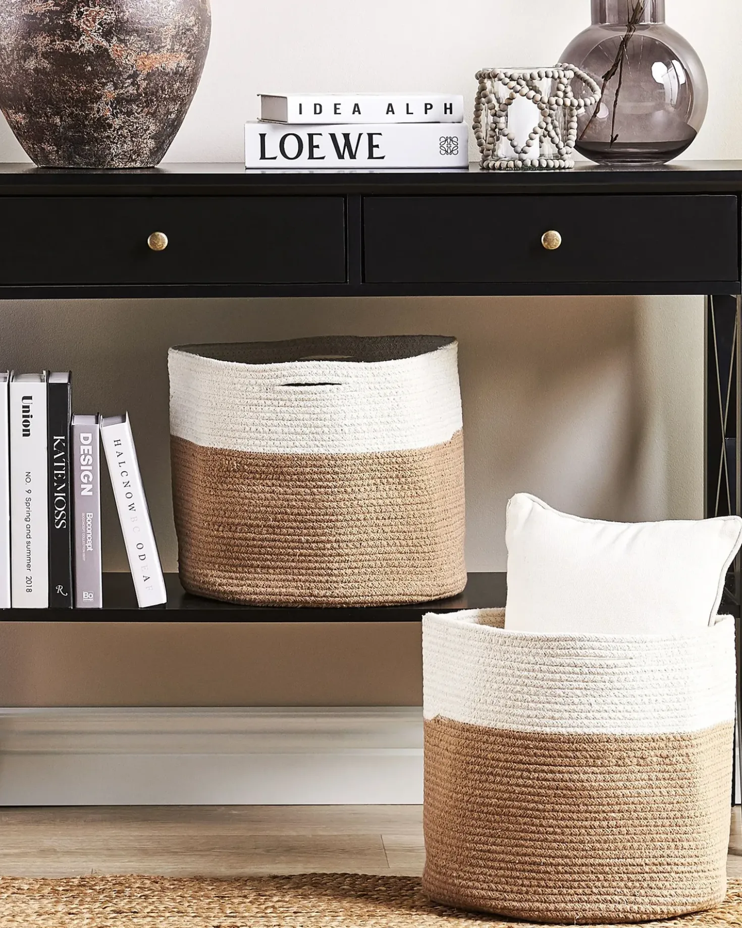 Set di 2 cestini ARDESEN Cotone Naturale