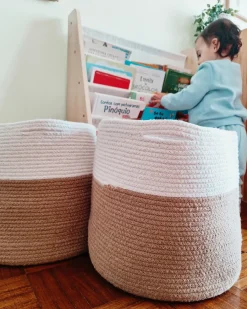 Set di 2 cestini ARDESEN Cotone Naturale