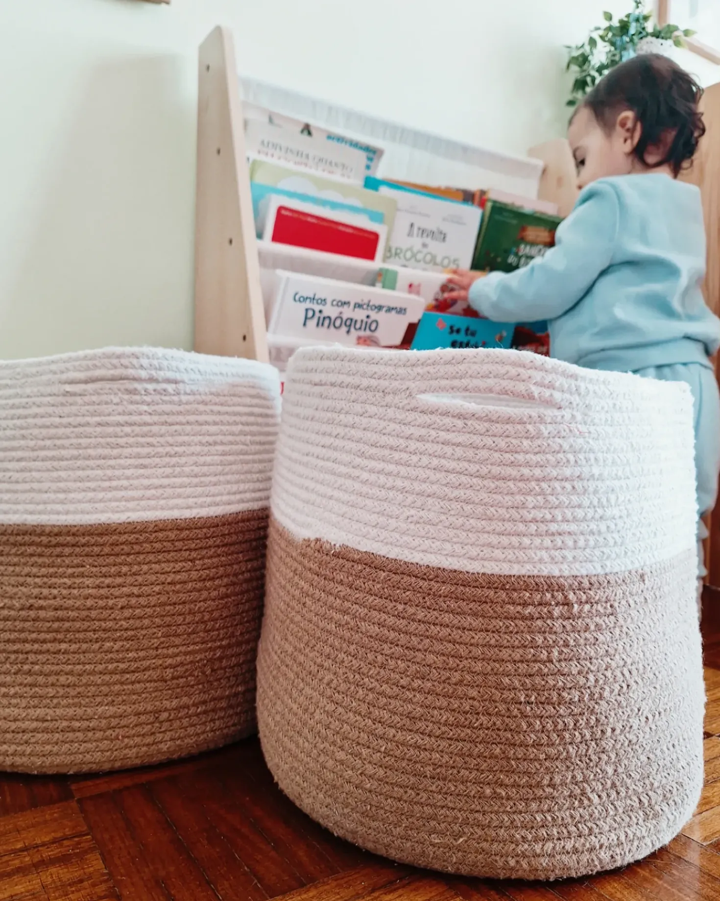Set di 2 cestini ARDESEN Cotone Naturale