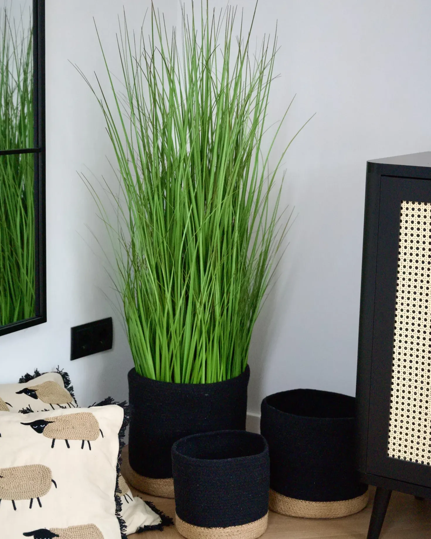 Set di 3 cestini BASIMA Cotone Nero
