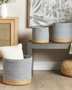 Set di 3 cestini BASIMA Cotone Grigio