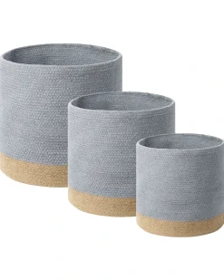 Set di 3 cestini BASIMA Cotone Grigio