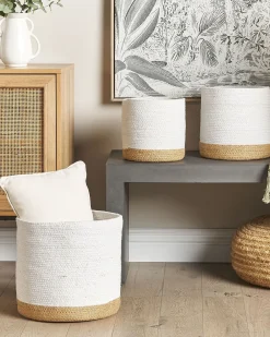 Set di 3 cestini BASIMA Cotone Bianco